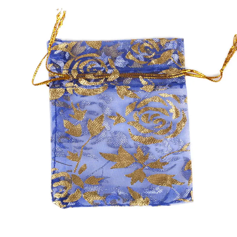 Royal Blue Rose 50 шт. 7X9 9X12 11X16 13X18 см цвет Бронзированная роза Сердце Любовь ювелирные изделия Упаковка жемчужные мешки из пряжи свадебный подарок сумки мешки для конфет - Цвет: Royal Blue Rose