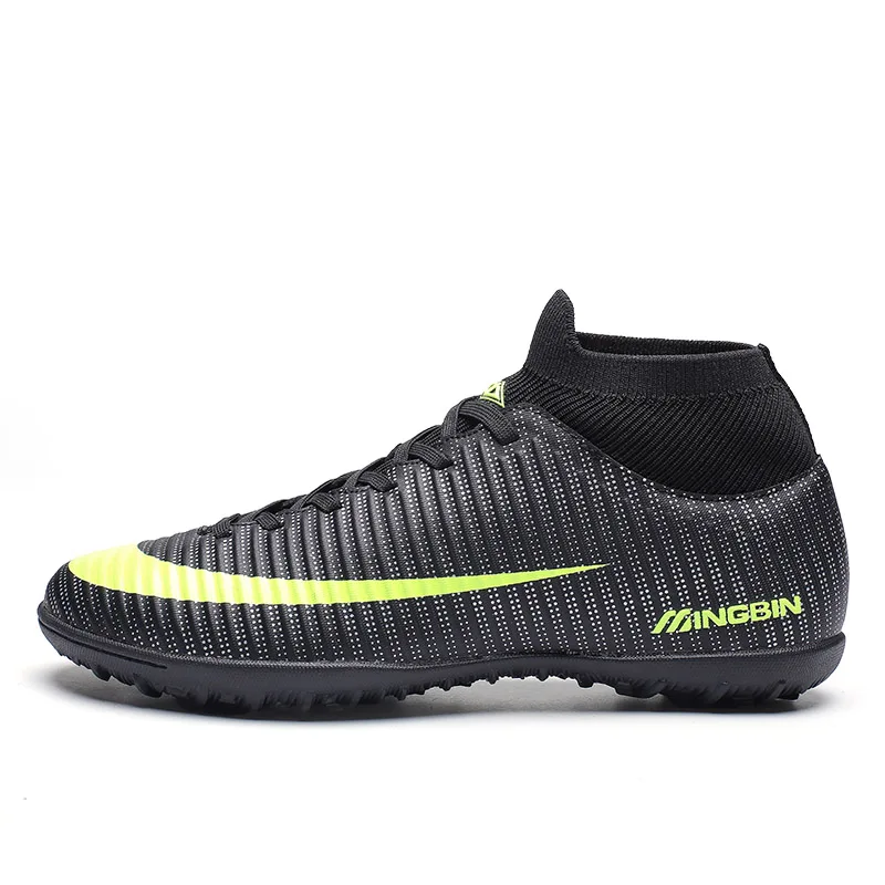 TF green black Мужские футбольные бутсы для мальчиков; мягкие ботильоны; бутсы; спортивные Бутсы с длинными шипами; мужские кроссовки для дома; TF Turf Futsal; футбольные бутсы для мужчин - Цвет: TF green black
