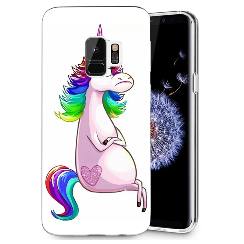 Для samsung Galaxy S3 S9 S9Plus S8 плюс S7 edge Note 8 Единорог чехол с крышкой и узором прозрачный