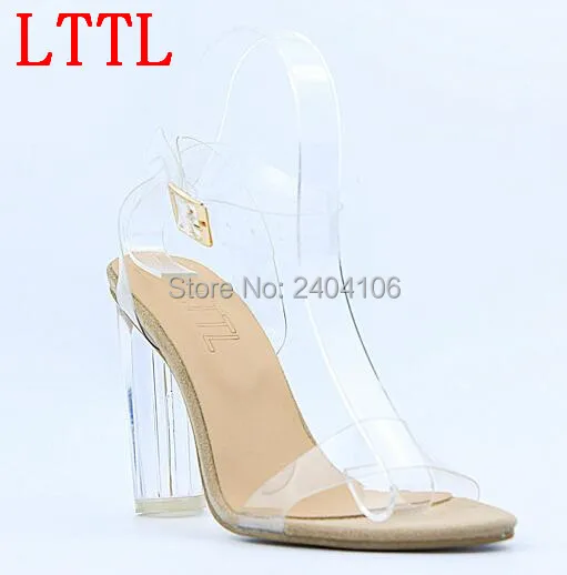 Ким Кардашьян ПВХ прозрачный ремешок на щиколотке женские сандалии высокий
