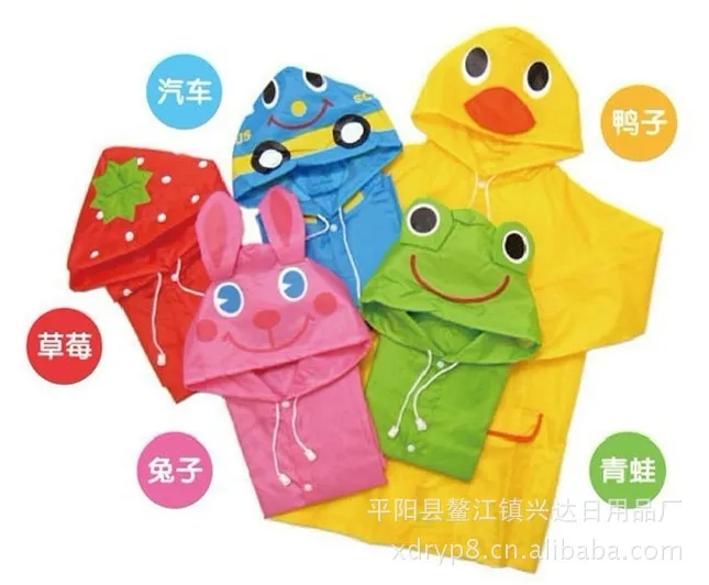 Детский дождевик с мультяшным изображением утки кролика лягушки |
