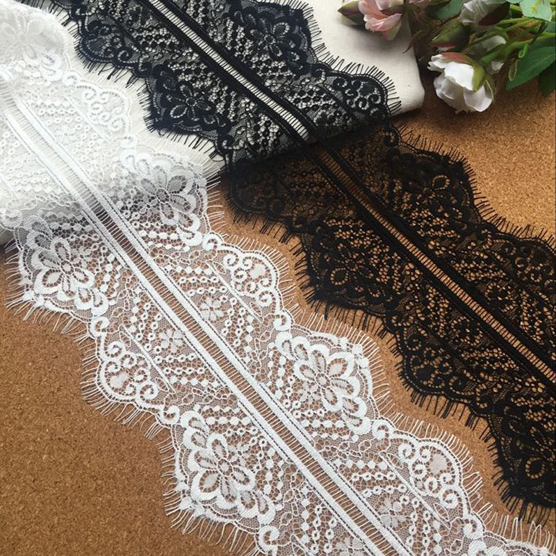 Кружевная лента для шитья ручной работы QRTRIM, 3 м/лот, белый и черный цвета, кружевная лента для самодельного украшения одежды, аксессуары для шитья