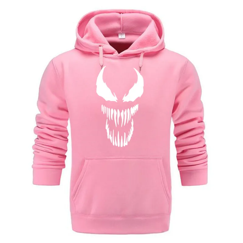 Pink Комиксов Толстая Толстовка "Веном" кофты Для мужчин Super Hero аниме прохладный черный осень-зима топы на бархатистой подкладке теплая толстовка - Цвет: Pink