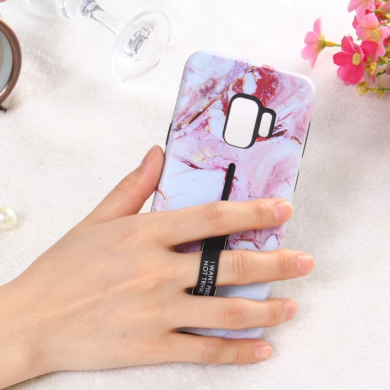 Для samsung Galaxy S9 плюс Мрамор Камень Дело палец кольцо и подставка держатель