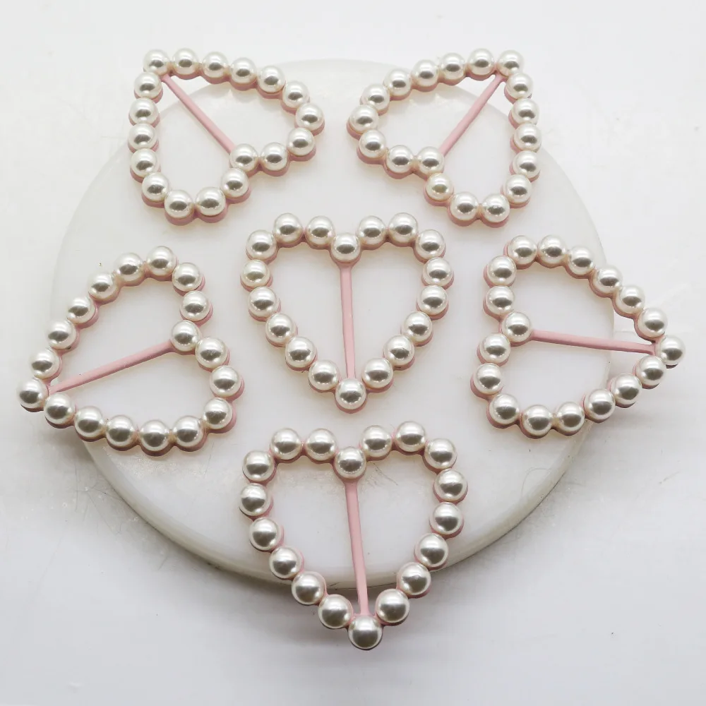 5 шт./лот розовый Sweet Heart Pearl Metal Flatback пряжки для свадьбы пояса Craft ленты на Scarpbooking