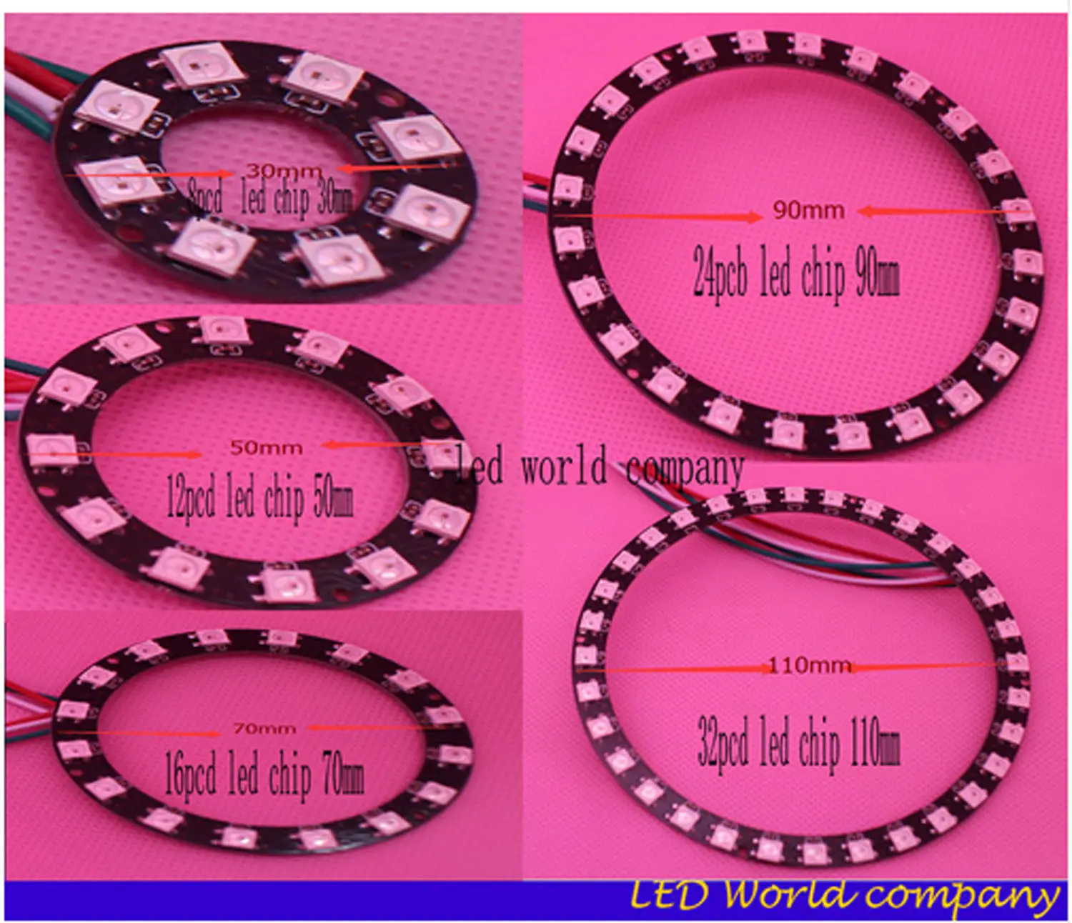 WS2812B pixel Ring 1 8 12 16 24 32 40 48 60 93 241 светодиоды WS2812 SK6812 5050 RGB LED WS2811 ic встроенный DC5V | Лампы