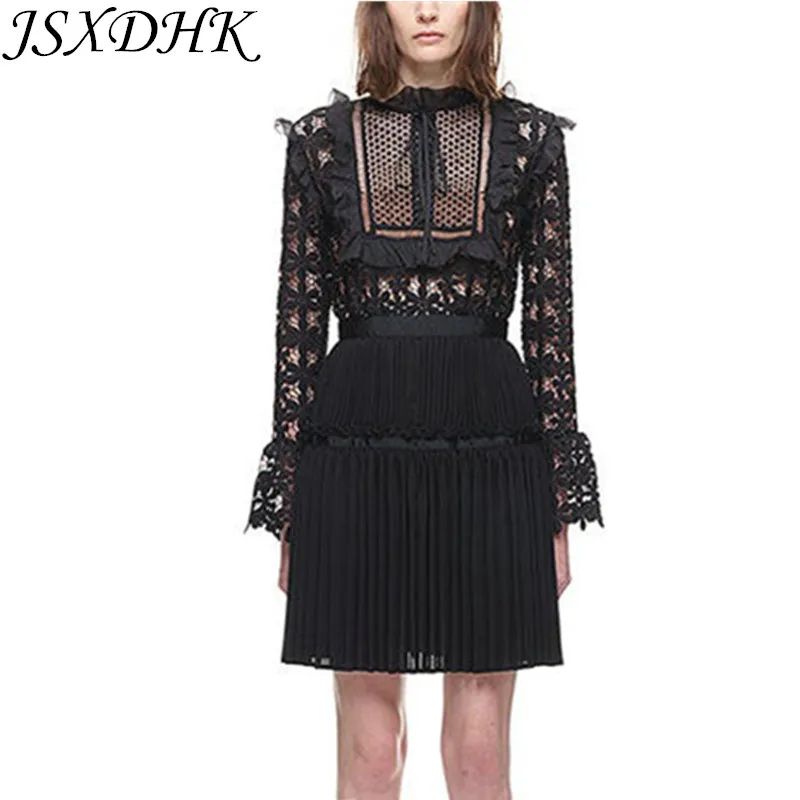 JSXDHK Автопортрет высокое качество подиумное осеннее женское платье 2021 черное