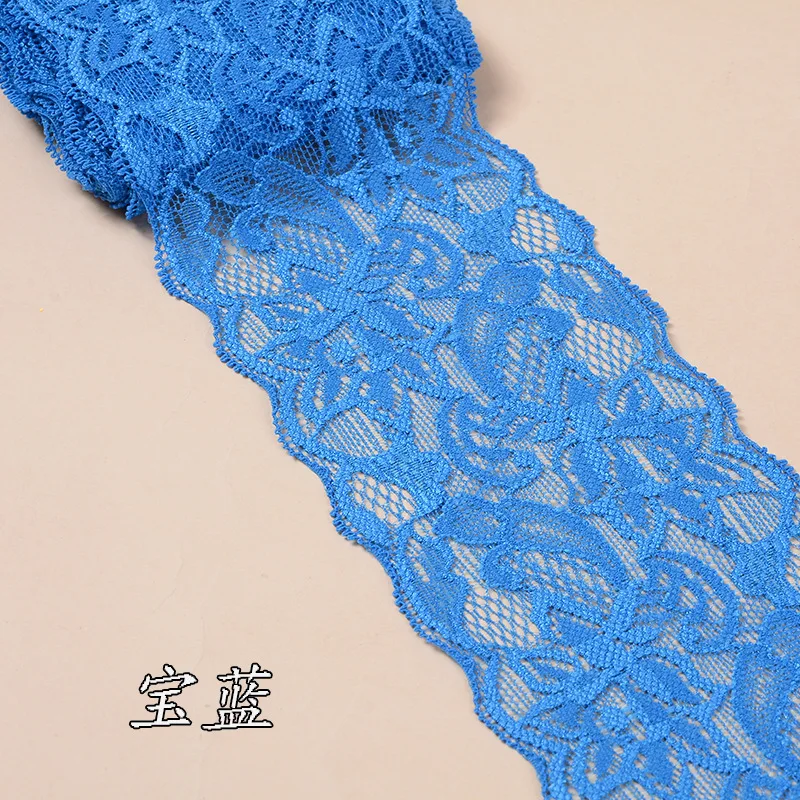 8cm Soft Elastic Spandex Lace Trim Fabric Ribbons Tape DIY Clothing Underwear Accessories Wedding Decoration White Lace Trimming - Цвет: Королевский синий