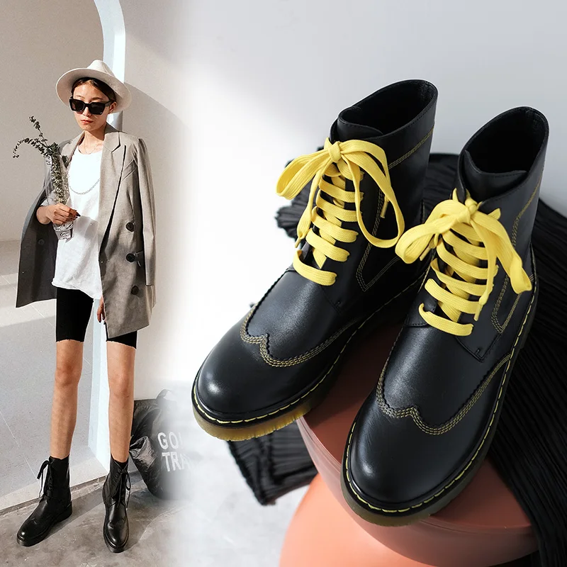 INS/Лидер продаж Женские ботильоны из натуральной кожи Размеры 34 39 Мотоциклетные