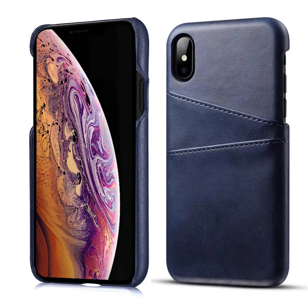 Тонкий из искусственной кожи чехол для iPhone X XR XS MAX 11 pro max роскошный задний Чехол держатель для карт кошелек для 8 7 6 6s plus чехол s кожаный - Цвет: Dark Blue