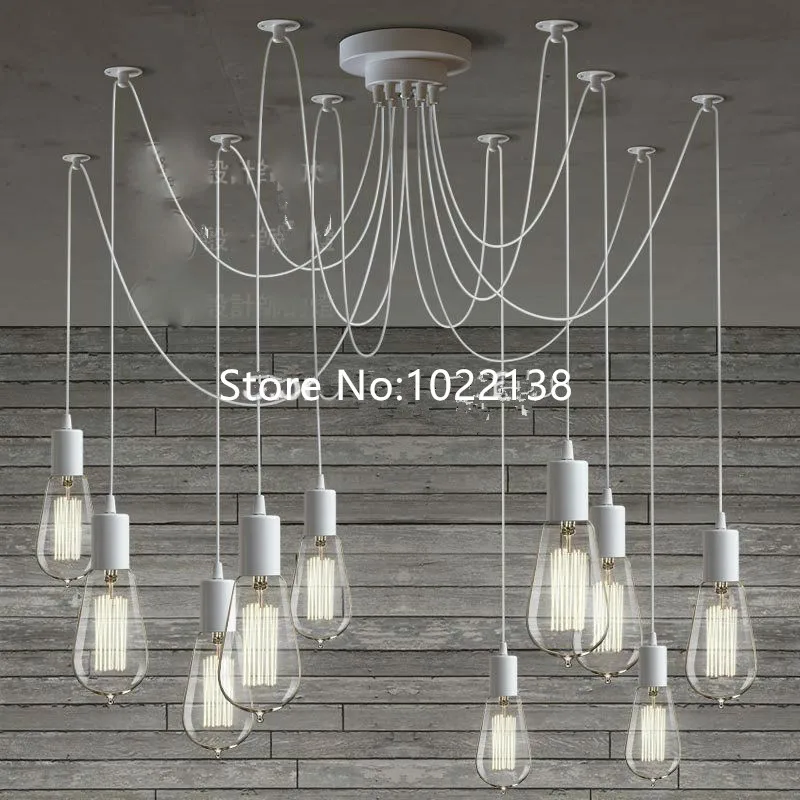 Современные белые люстры в стиле лофт регулируемые лампочки Эдисона ретро
