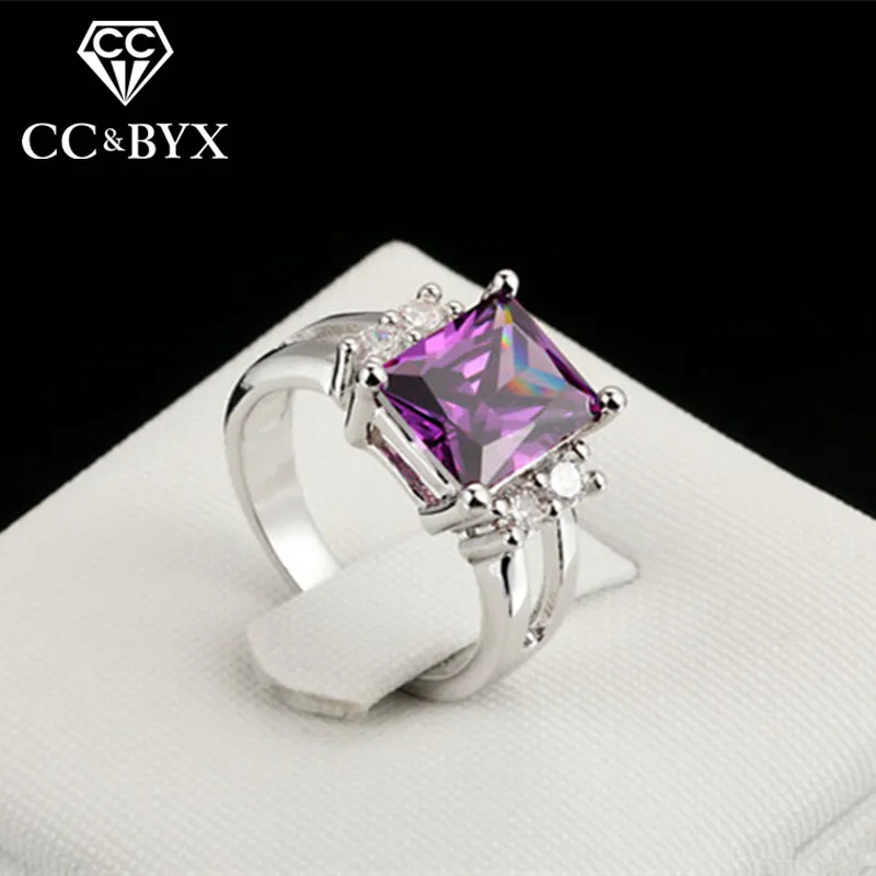 CC кольцо для женщин модное ювелирное изделие роскошный фиолетовый камень белый