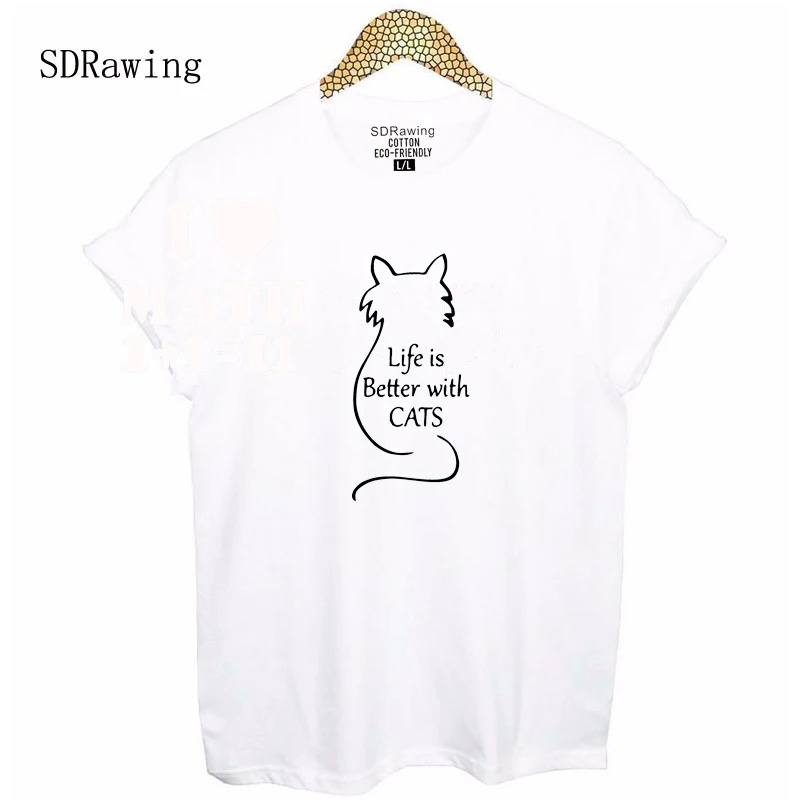 Хлопковая футболка с котами Life is better with cats графическим принтом из коллекции кошки