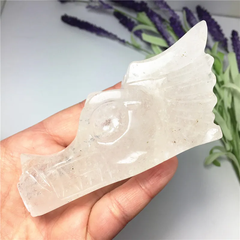 

Natural Rock Quartz Crystal Dragon Head Skull Hand Carved And Polished Rare Gemstone Home Decoration Drop Shipping