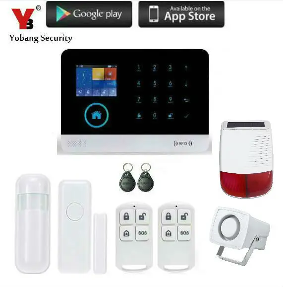 Yobang безопасность WIFI дом 3G сигнализация Система Солнечная Сирена сеть камера