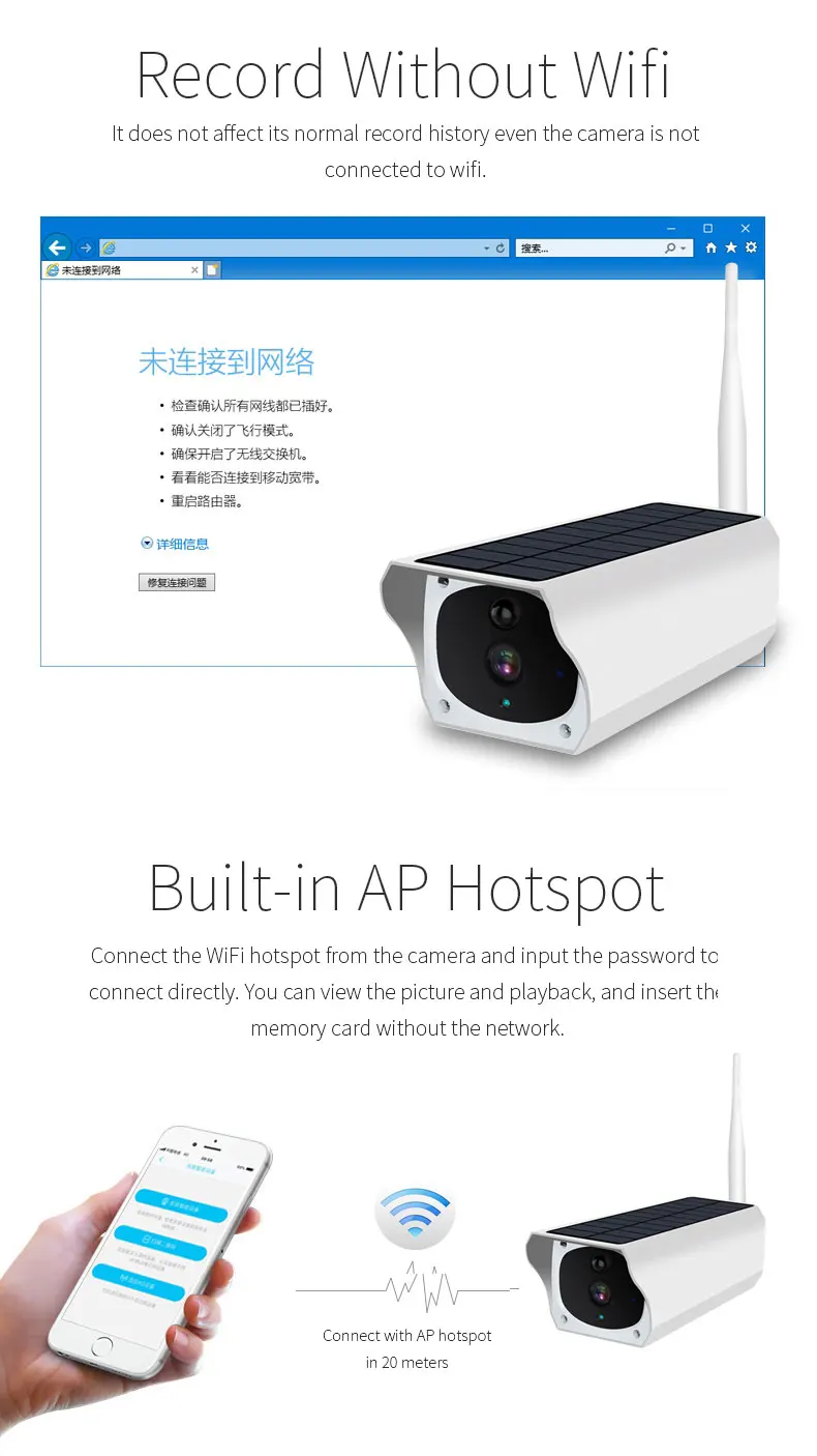 1080P ip-камера на солнечной батарейке 2MP беспроводная Wifi камера видеонаблюдения Водонепроницаемая наружная камера ИК ночного видения Солнечная энергия HD