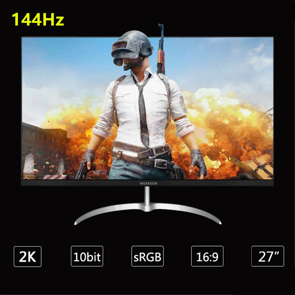 Wearson WS270 2K 27 дюймов 144 Гц 2560*1440 ЖК дисплей игровой монитор 1 мс Freesync HDMI DP DVI аудио