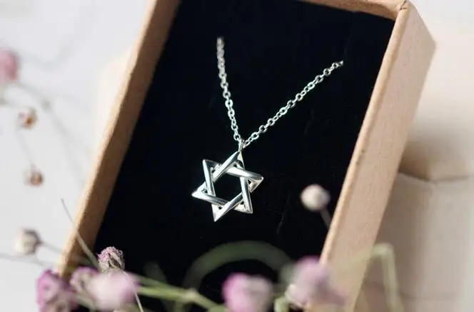 Реальный. Ожерелье и подвеска Давид звезды из стерлингового серебра 925 пробы