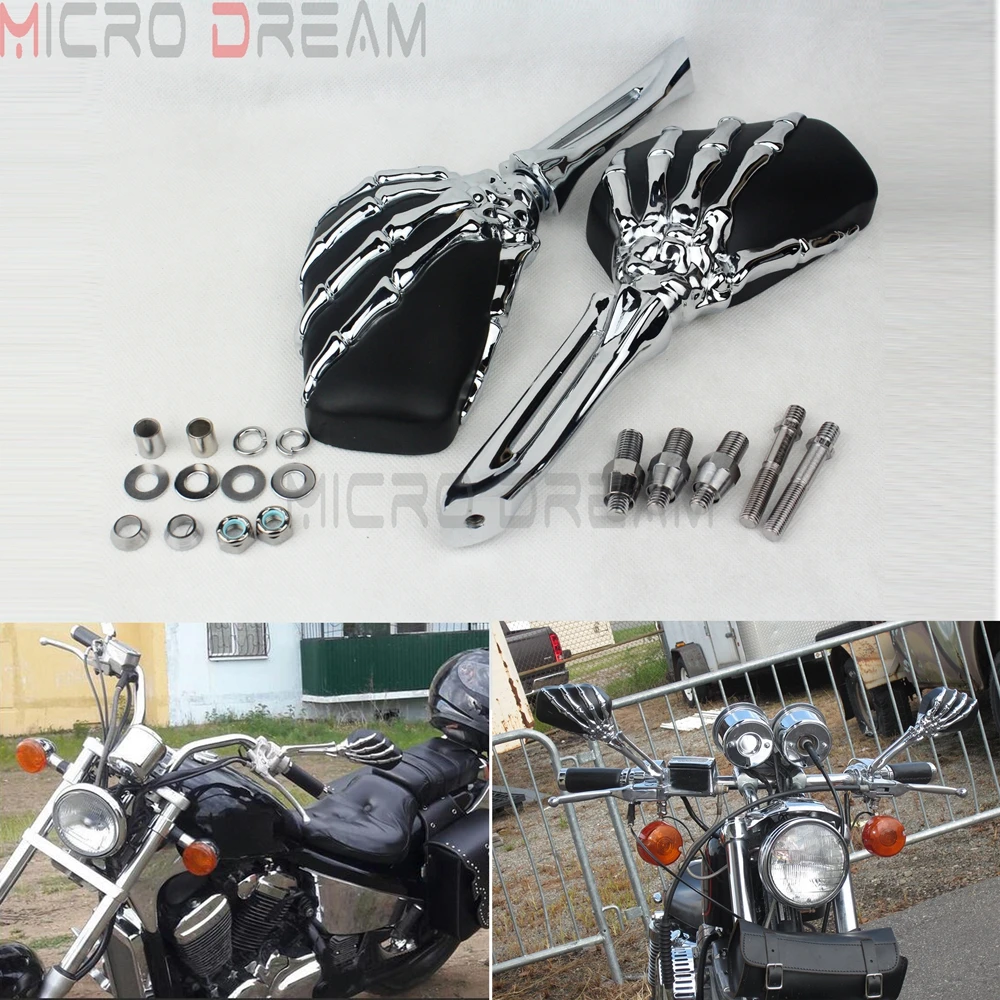 

Motorcycle Side Mirror Skull Hand Claw Rear View Mirrors 8mm 10mm Universal For Yamaha XVS 1300 VN VTX M109R M109 M50 Honda