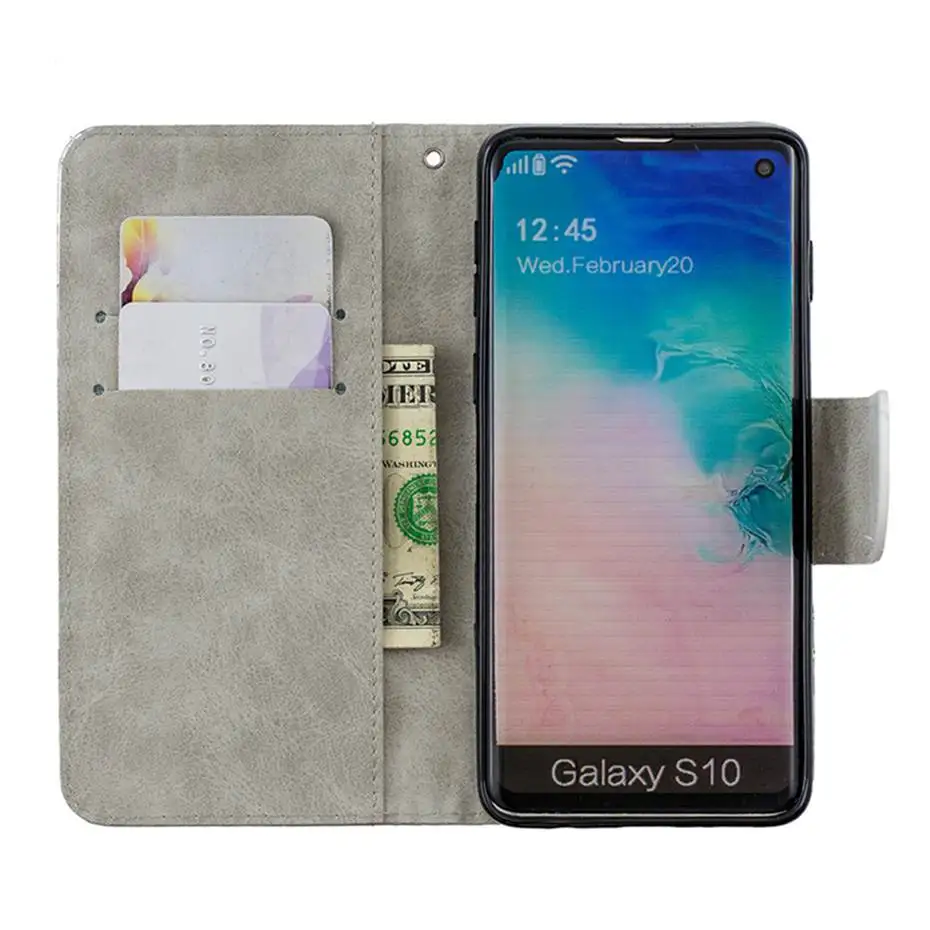 Флип чехол лазерный флуоресцентный для Samsung Galaxy S7 S8 S9 S10 E 5G A10 A20 A30 A50 A70 J4 J6 A7 2018 Plus Note