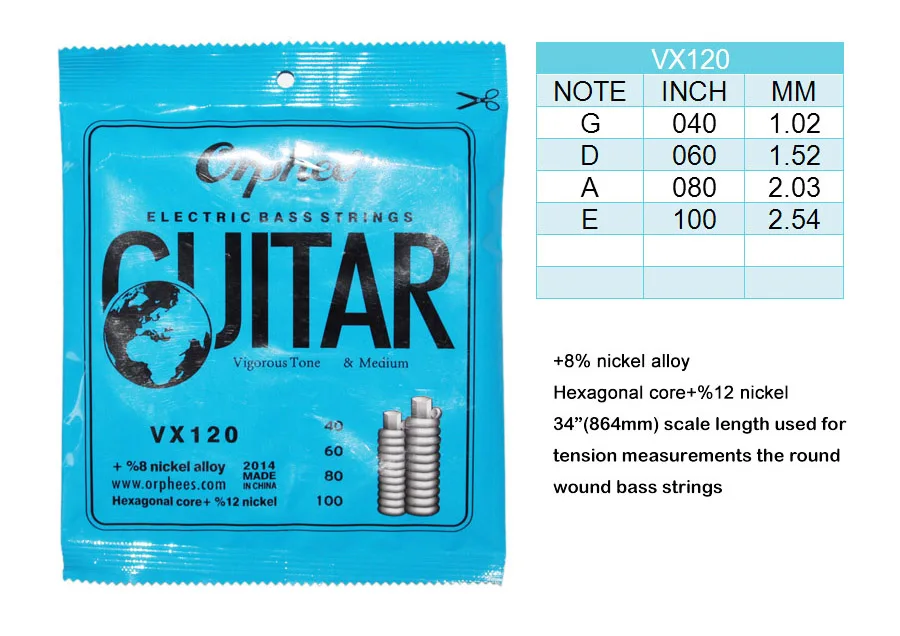 10 комплектов Orphee VX120 электрические басовые струны (. 0401 080. 100)|bass strings|electric bass