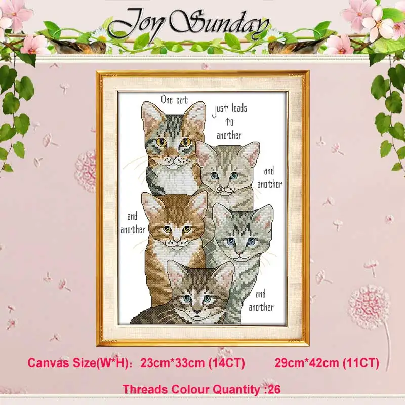 Five little kittens Жадный кот котенок nimals Счетный 11CT 14CT Набор для вышивания крестиком DIY DMC Китайский Набор для вышивания крестиком вышивка рукоделие домашний декор - Цвет: Five little kittens