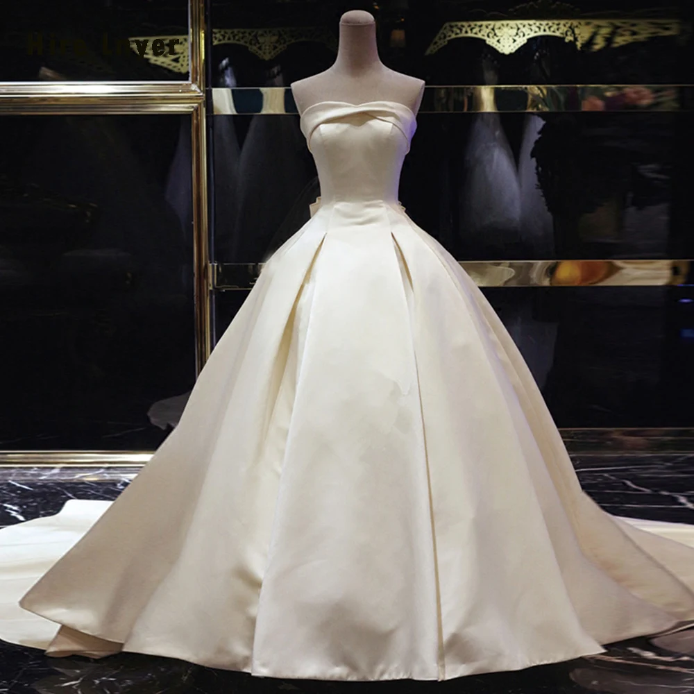HIRE LNYER Vestido De Noiva французское Атласное Бальное платье с бантом свадебные платья