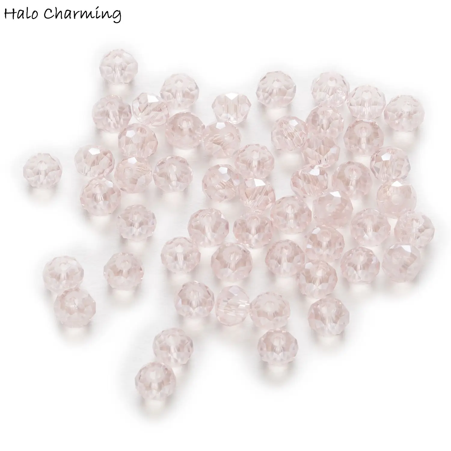 

50 Piece Pink AB Color Crystal Glass Rondelle Quartz Faceted Beads Jewelry Findings 4-8mm