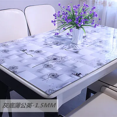 1.5mm 1,5 ТОЛСТАЯ ПВХ скатерть Хрустальная доска мягкое стекло подстилки домашний текстиль водонепроницаемый маслостойкий прямоугольный стол покрытие защита - Цвет: 1.5mm