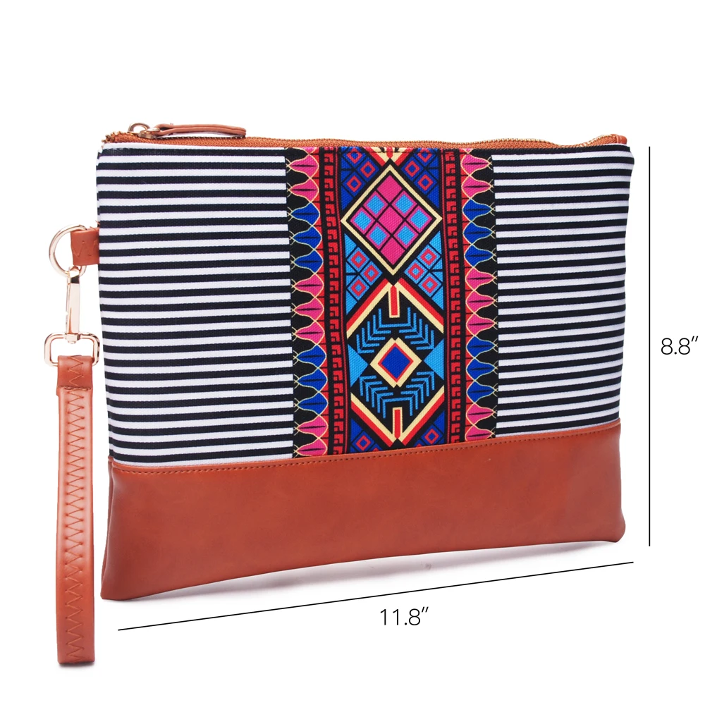 Оптовая продажа Aztec Serape клатч бесплатная доставка полосы узоры холст Браслет