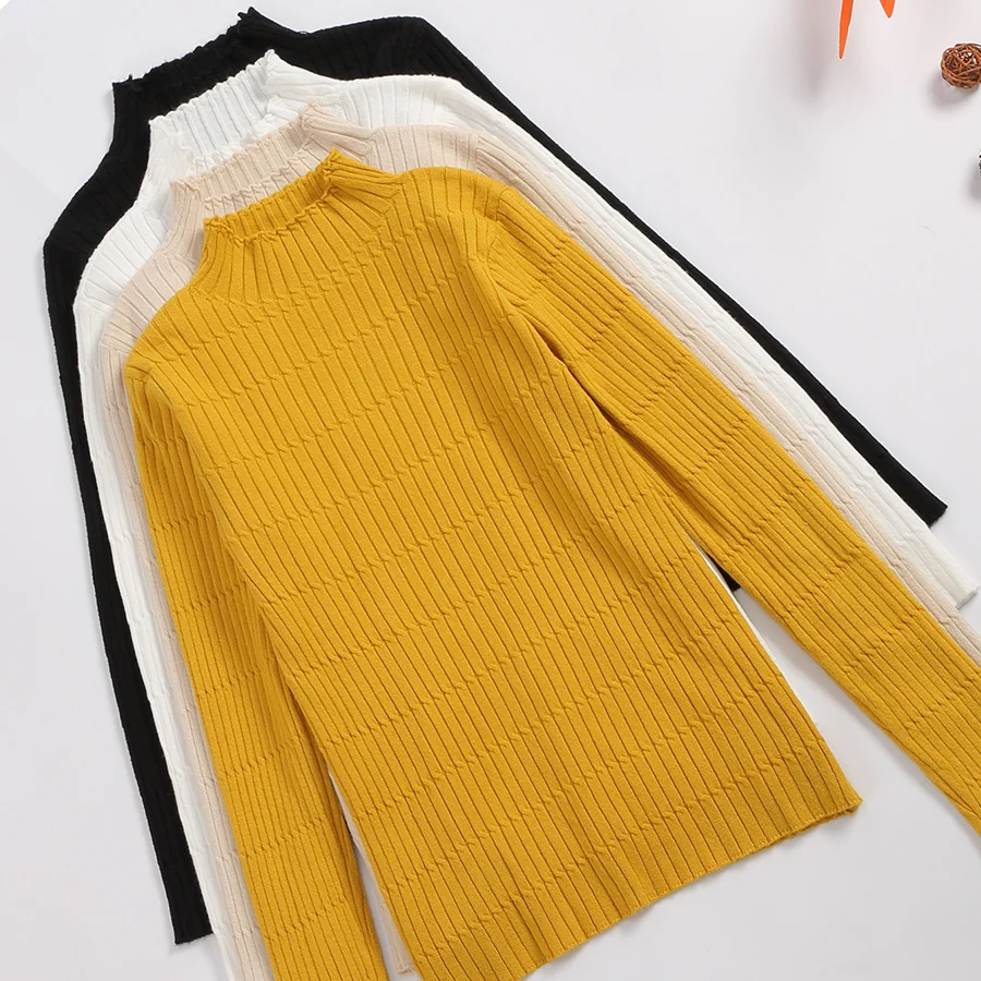 2019 New-coming spring Turtleneck Pullovers Sweaters Primer shirt long sleeve Short Korean Slim-fit tight sweater Women Jumper | Женская