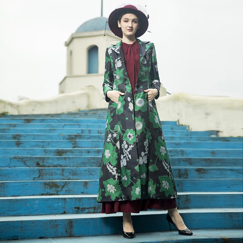 Женский жаккардовый тренчкот элегантное облегающее пальто с длинным рукавом и