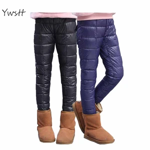 Ywstt Winter Kids Waterproof Trousers Girls Leggings Children Duck Down Warm Boot Pants Sweatpants Girls Warm Long Leggings