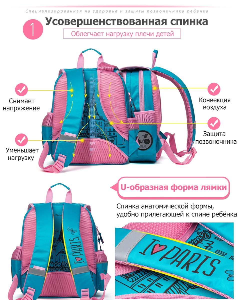 Гризли Мода милый мультфильм детей школьная сумка нейлон водонепроницаемый ортопедические школьные рюкзаки для девочек начальной школы сумки
