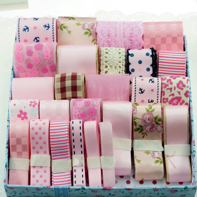 Высокое качество Розовая серия grosgrain набор лент diy девушка аксессуары для волос