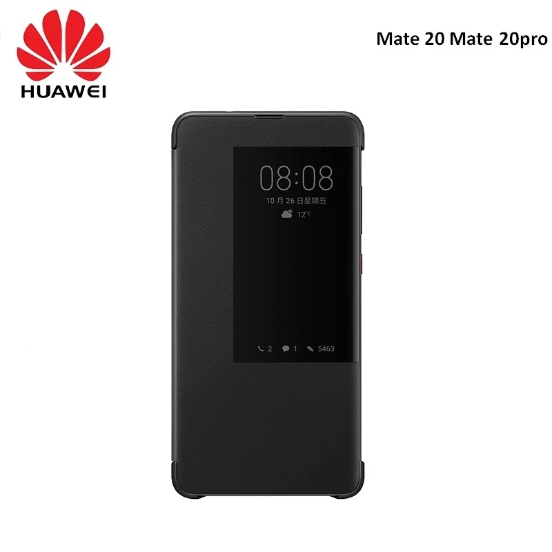 100% оригинал huawei умный чехол с окошком флип кожаный для телефона Voor Mate20