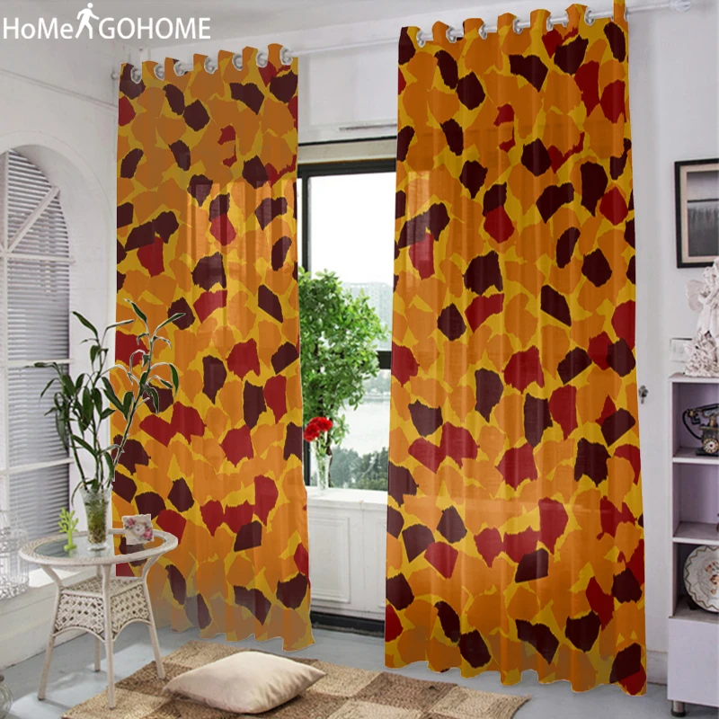 Оранжевый геометрический Gordijnen Cortinas para La Sala Тюль занавеска s для гостиной Детская