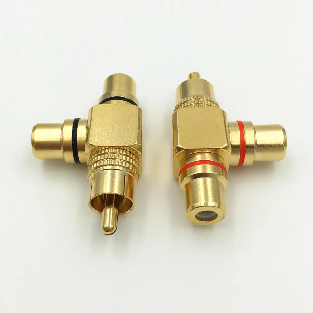 Высококачественный позолоченный разветвитель RCA штекер на 2 гнезда адаптер AV Video