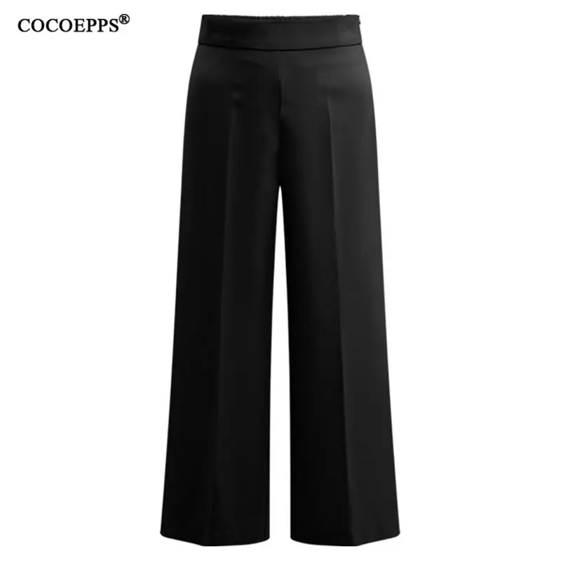 Женские повседневные свободные брюки COCOEPPS черные прямые однотонные длинные