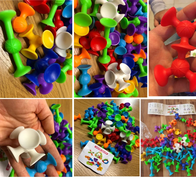 

DIY Silicone Building Blocks Assembled Sucker Suction Cup Funny Construction Silicone Toys Children Educational Toys