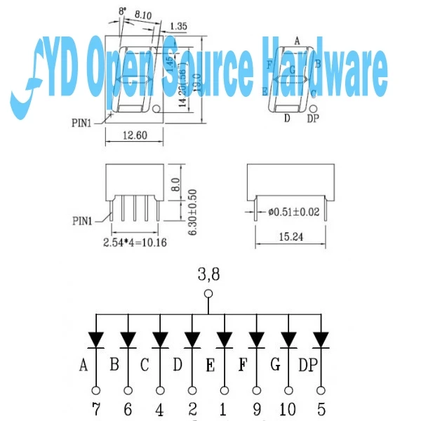 10 шт. 4bit 4 бит общий анод цифровая трубка 0,3" 0,36 дюймов красный светодиодный-значный 7-сегментный