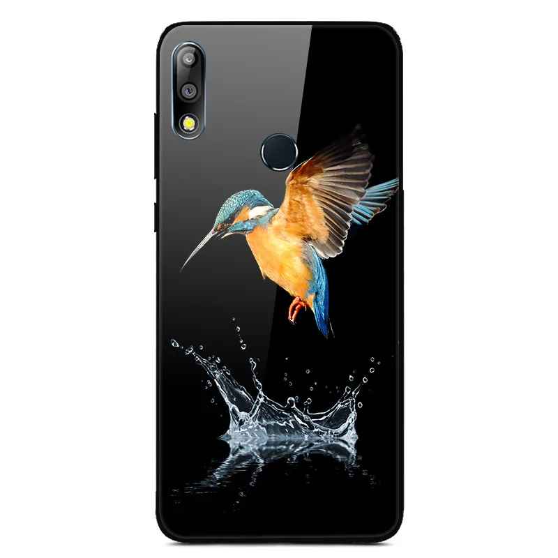 22 Чехол из закаленного стекла для Asus Zenfone Max Pro M2 ZB631KL, Мягкий бампер с принтом, чехол для Asus ZB631KL, стеклянный чехол с изображением животных и цветов - Цвет: 22