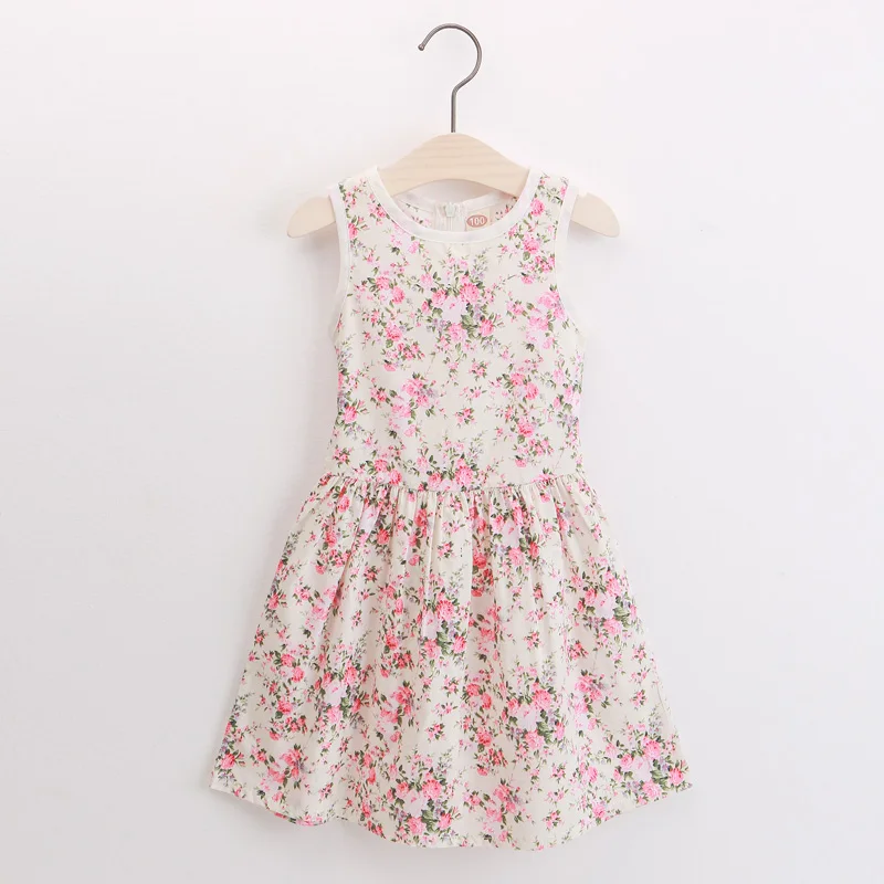 2017 Пляж Бросился Модный Бренд Летние Девушки Платье Хлопка Цветка Платья девушки