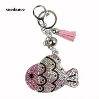 fashionable accessory key ring shiny rhinestone decoration fish shape pendant keychain glitter phone car wallet bag keychain