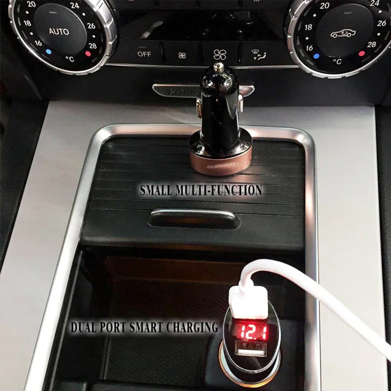 5V 2.4A двойной порт USB Автомобильное зарядное устройство светодиодный дисплей