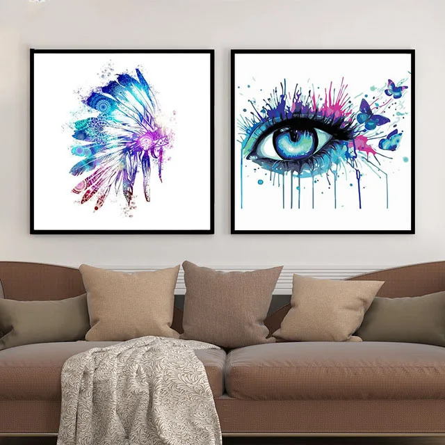 painting by numbers art paint number Big picture king DIY watercolor ink animal character butterfly eyes living room de | Дом и сад