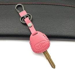 pink Мода для мужчин для Mitsubishi colt lancer outlander grandis pajero Спортивный Кожаный Автомобильный Брелок чехол для дистанционного ключа автомобиля чехол 2 кнопки - Название цвета: pink