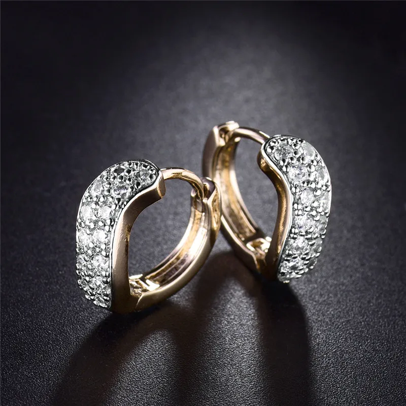 Женские свадебные серьги-кольца BUDONG CZ серьги белого/розового золота с