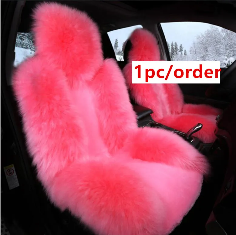 Single seat Pink Натуральный мех Австралийская овчина чехлы для сидений автомобиля универсальный размер для сидений Аксессуары для автомобилей D025-B - Название цвета: Single seat Pink