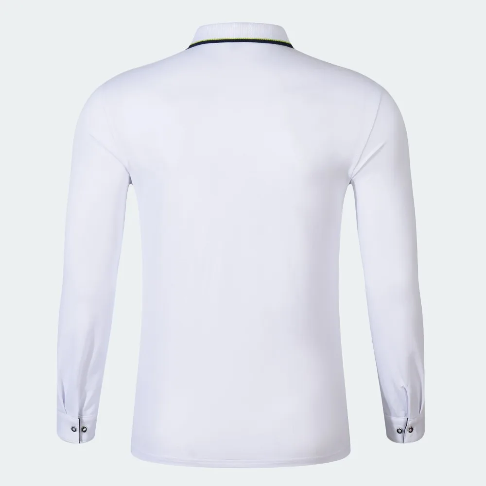 Новая брендовая мужская Однотонная рубашка поло с длинным рукавом Мужская